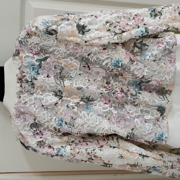 NANETTE NANETTE LEPORE ivory multi Floral crochet Lace Bomber Jacket size Medium - Picture 12 of 15